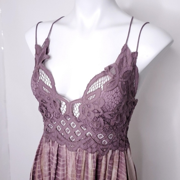 Free People Adella Slip Tie-Dye Lace Dress L - Picture 9 of 13